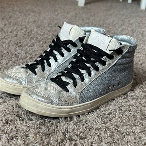 P448 Silver and Black High-Top Sneakers